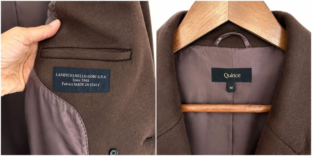 Quince Italian Wool Classic Coat Womens M Dark Chocolate Brown Made in Italy - Picture 6 of 7